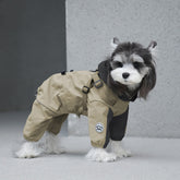 Waterproof pet dog hat raincoat with chest , back and four legs fully covering